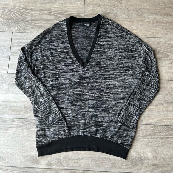 Aritzia Wilfred free Heathered  Black Trim Devinette V-neck Sweater - Picture 5 of 15